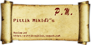 Pittik Miklós névjegykártya